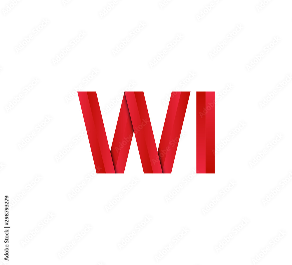 Fototapeta premium Initial two letter red 3D logo vector WI