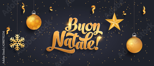 Merry christmas black banner template in italian language