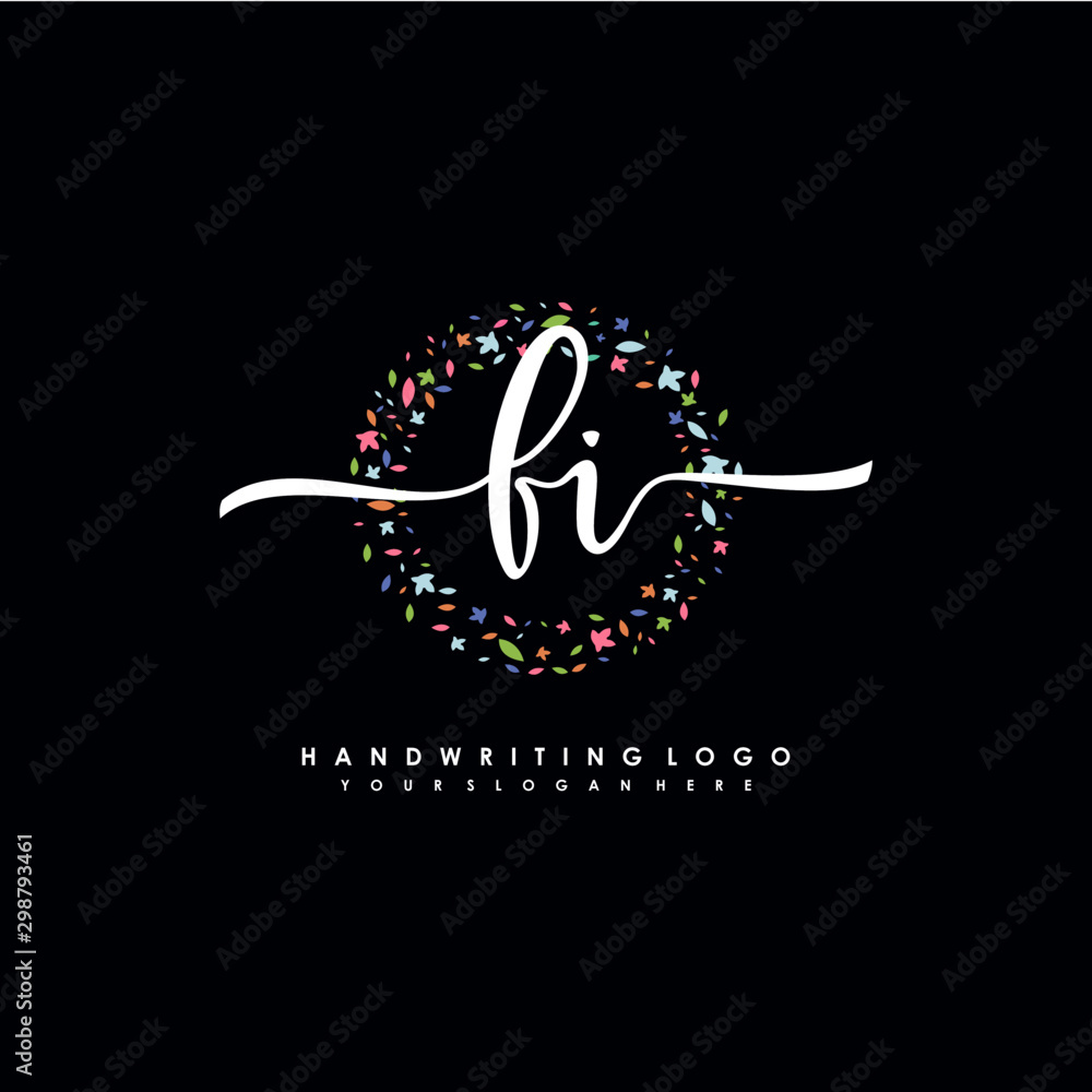 FI initials handwritten logo with flower templates surround the letters. initial wedding template vector FI initials handwritten logo with flower templates surround the letters. initial wedding template vector