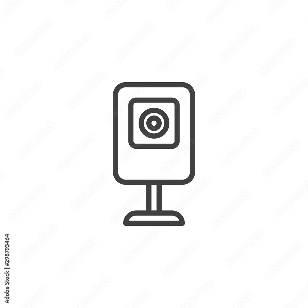 Web camera line icon. CCTV linear style sign for mobile concept and web design. Webcam outline vector icon. Symbol, logo illustration. Vector graphics