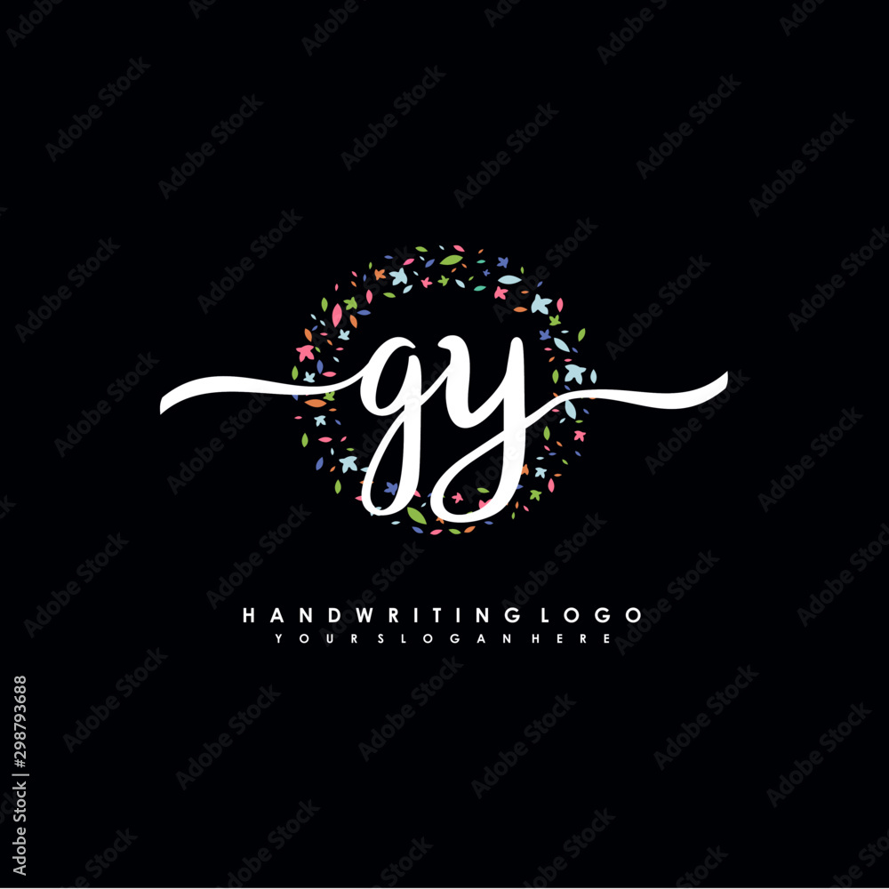 GY initials handwritten logo with flower templates surround the letters. initial wedding template vector GY initials handwritten logo with flower templates surround the letters. initial wedding template vector