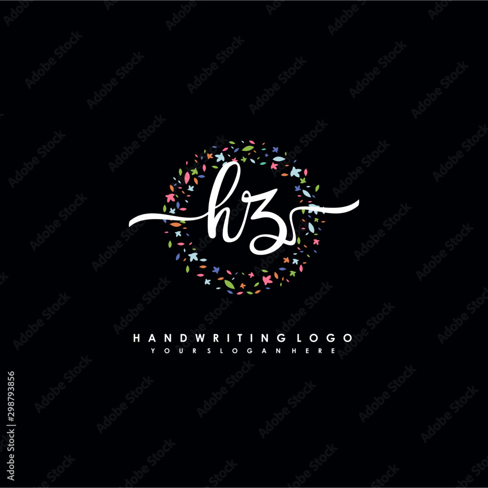 HZ initials handwritten logo with flower templates surround the letters. initial wedding template vector HZ initials handwritten logo with flower templates surround the letters. initial wedding template vector