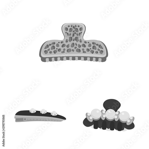 Isolated object of hairdressing and hairclip icon. Set of hairdressing and fashion vector icon for stock.