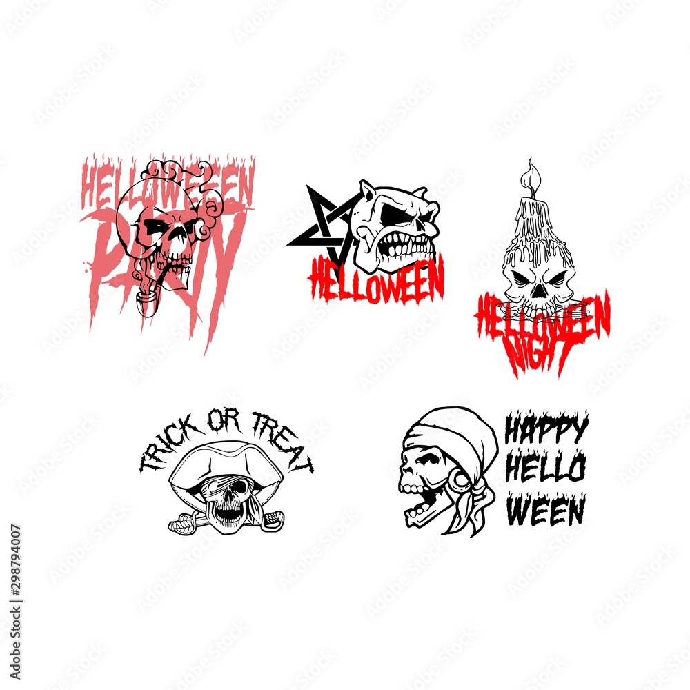 skull halloween party set element vector skull halloween party set element vector