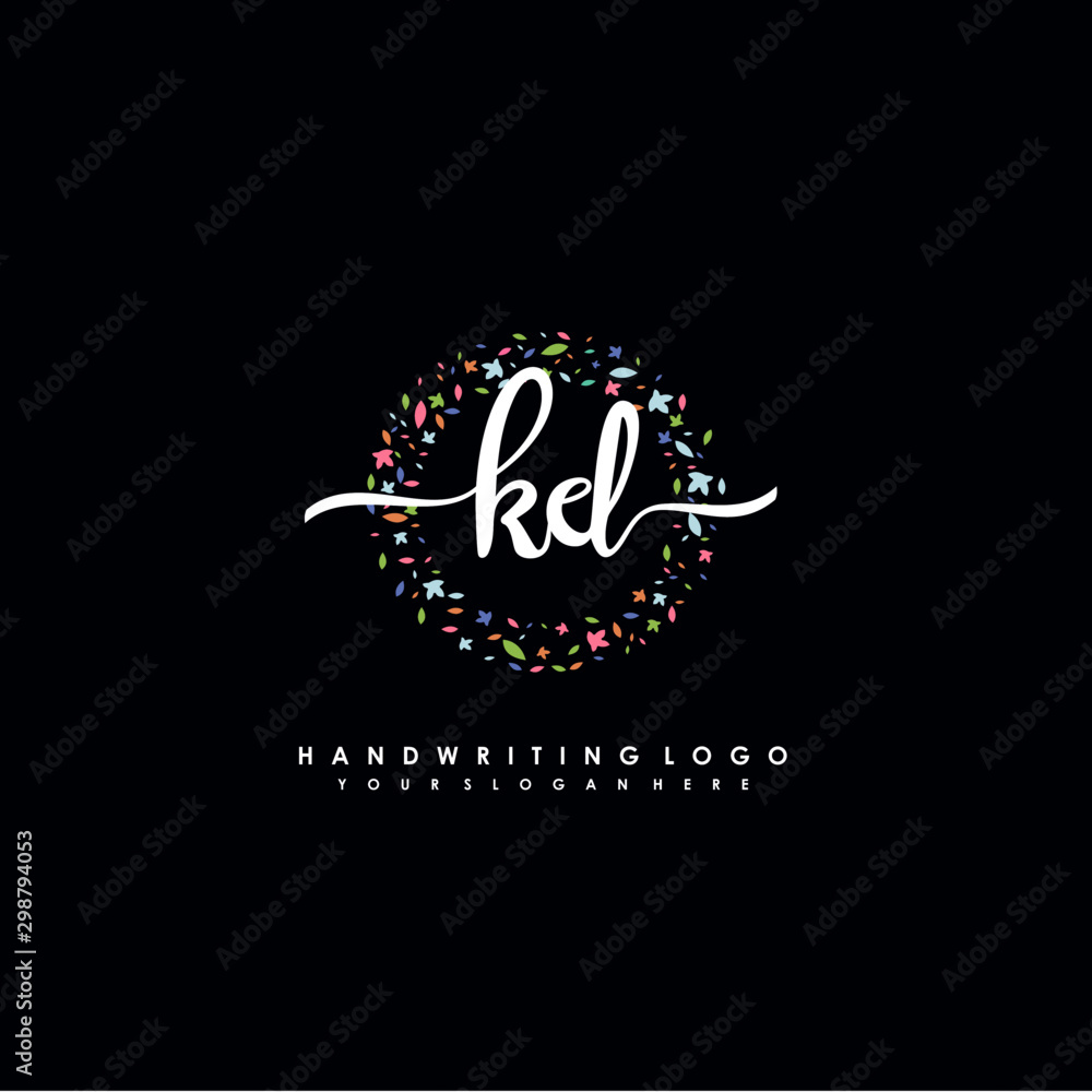 KD initials handwritten logo with flower templates surround the letters. initial wedding template vector
