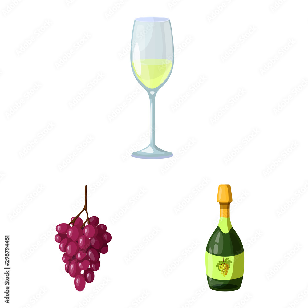 Vector illustration of grape and winery symbol. Set of grape and manufacturing vector icon for stock.