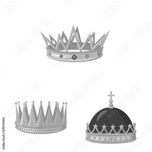 Vector design of jewel and vip symbol. Set of jewel and nobility vector icon for stock.
