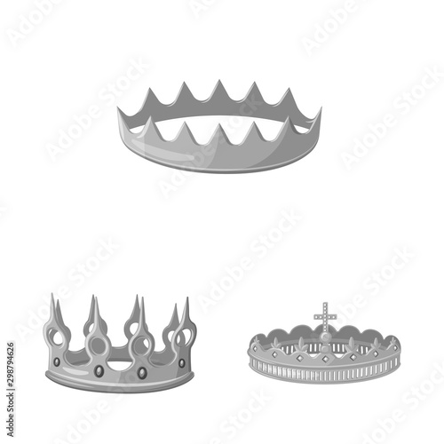 Vector design of jewel and vip logo. Set of jewel and nobility stock vector illustration.