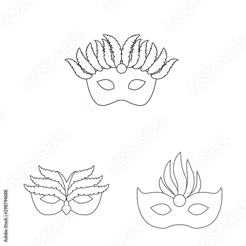 Vector illustration of masquerade and mystery sign. Collection of masquerade and festival vector icon for stock.