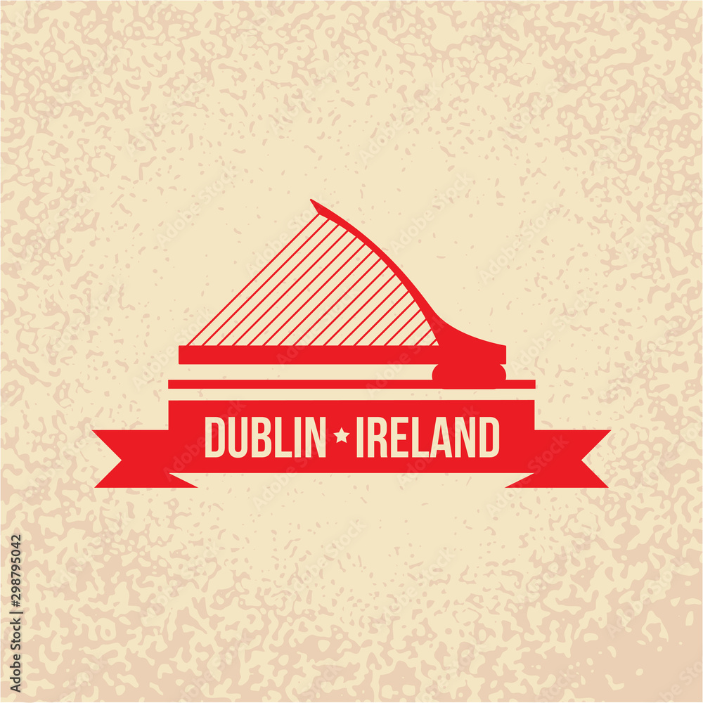 Naklejka premium Dublin Ireland, detailed silhouette. Trendy vector illustration, flat style. Stylish colorful landmarks. The concept for a web banner. Business icon