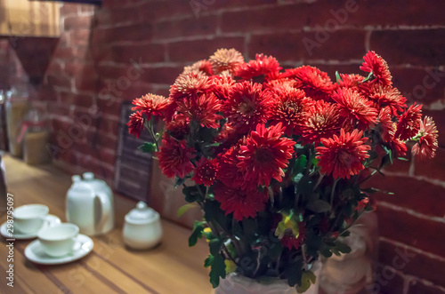 Red chrysanthemum bouquet.