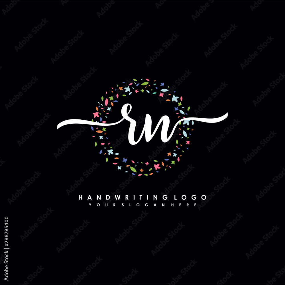 RN initials handwritten logo with flower templates surround the letters. initial wedding template vector RN initials handwritten logo with flower templates surround the letters. initial wedding template vector