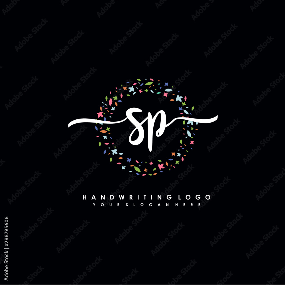 SP initials handwritten logo with flower templates surround the letters. initial wedding template vector SP initials handwritten logo with flower templates surround the letters. initial wedding template vector