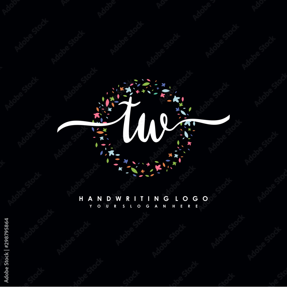 TW initials handwritten logo with flower templates surround the letters. initial wedding template vector TW initials handwritten logo with flower templates surround the letters. initial wedding template vector
