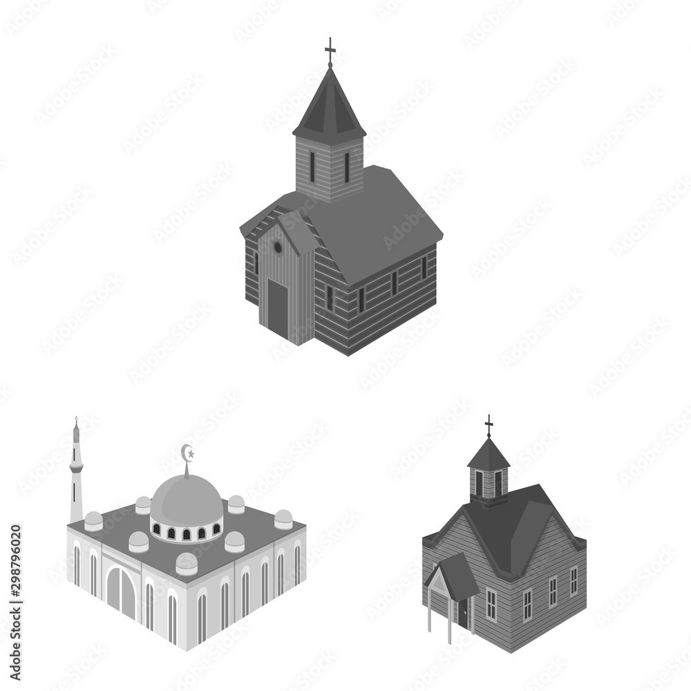 Isolated object of landmark and clergy symbol. Set of landmark and religion vector icon for stock.