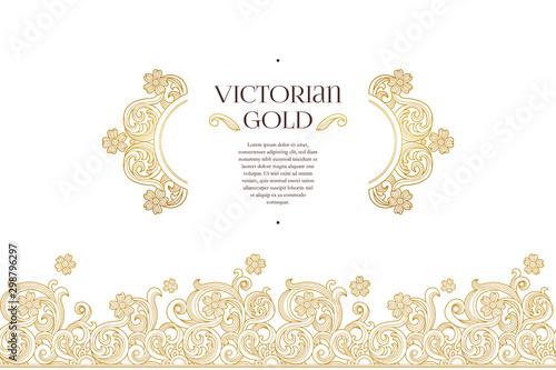 Vector line art decoration for design, gold element in Eastern style.
