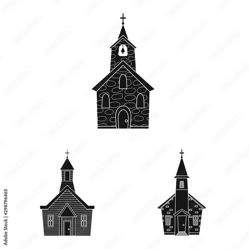 Isolated object of house and parish logo. Set of house and building stock vector illustration.