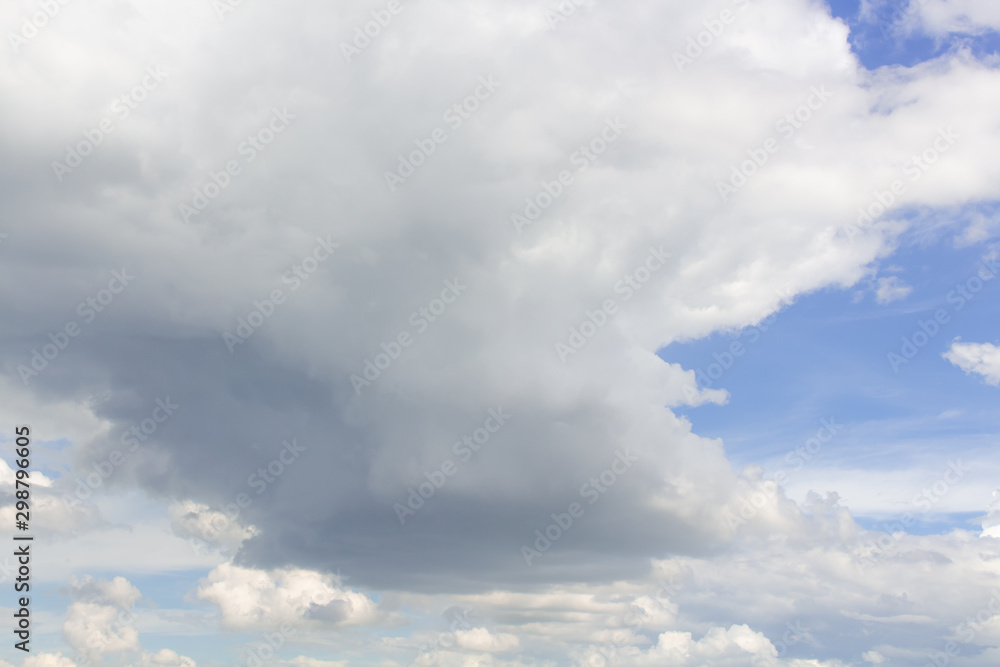 White cumulus clouds in blue sky at daytime. Natural background photo texture