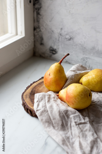 Fotografie Pears Still life on marble background