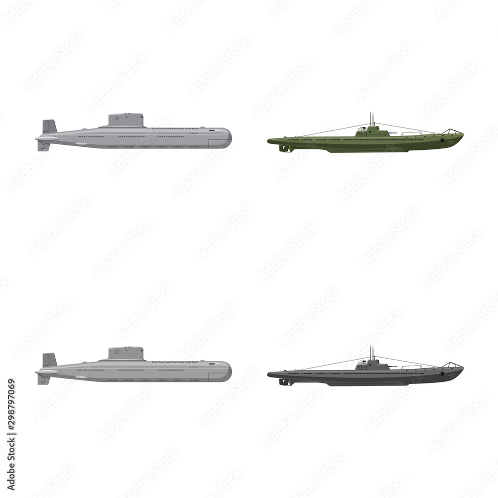 Vector illustration of war and ship sign. Collection of war and fleet stock vector illustration.