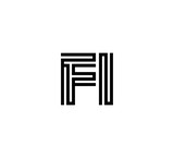 Initial two letter black line shape logo vector FI