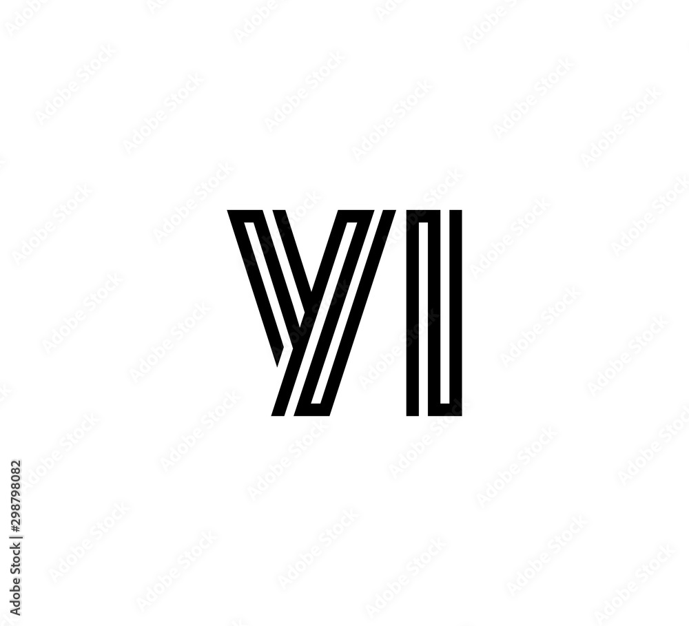 Initial two letter black line shape logo vector YI Initial two letter black line shape logo vector YI