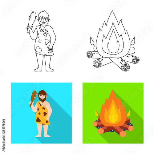 Isolated object of evolution and neolithic sign. Set of evolution and primeval stock vector illustration.