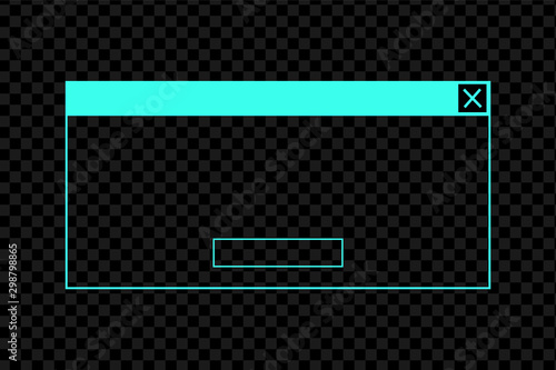 System message dialog box. Neon error or information window frame.