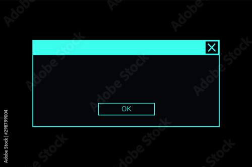 System message dialog box. Neon error or information window frame.