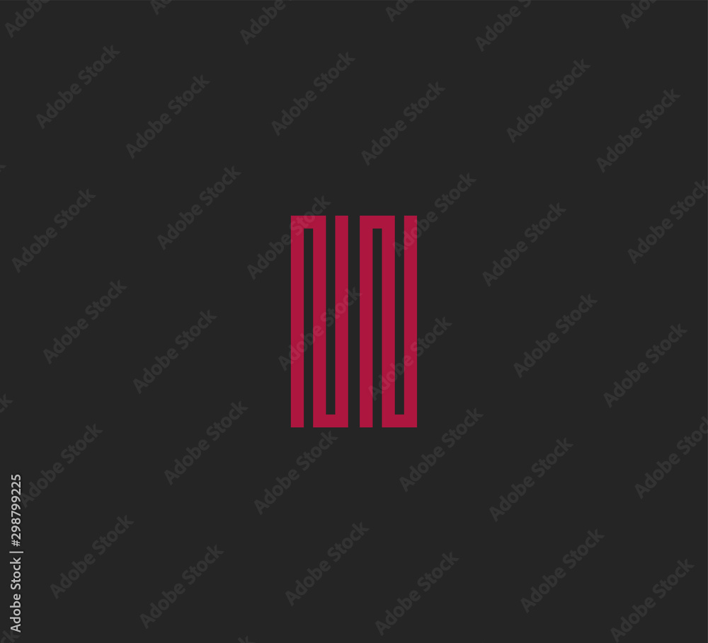 Initial two letter red line shape logo on black vector II Initial two letter red line shape logo on black vector II