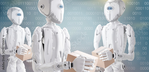 robots with packages, artif...