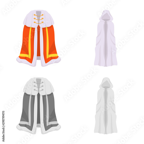 Isolated object of material and clothing icon. Collection of material and garment vector icon for stock.