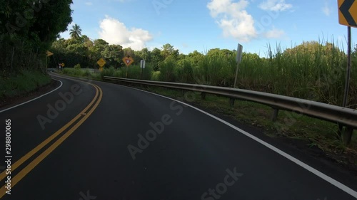 Driving Down the Winding Road in Hana, Maui