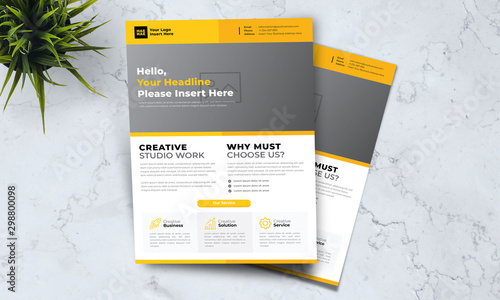 A4 minimalist modern elegant business template flayer vol 33 with orange, white and grey color cmyk ready to print in vector editable layer