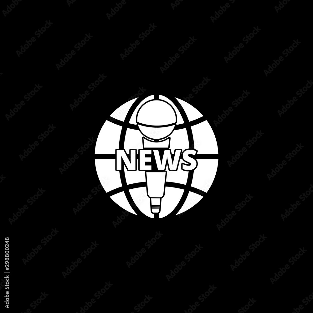 World and global news concept icon isolated on black background World and global news concept icon isolated on black background