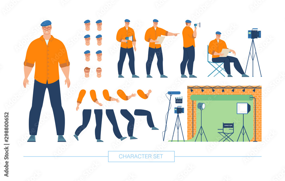 Movie Director Character Constructor Vector Set Movie Director Character Constructor Vector Set