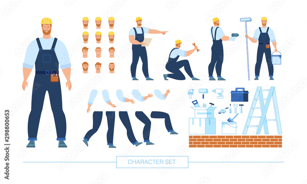 Construction Worker Character Constructor Vector Construction Worker Character Constructor Vector