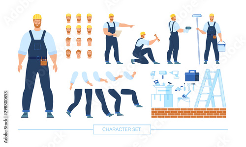 Construction Worker Character Constructor Vector