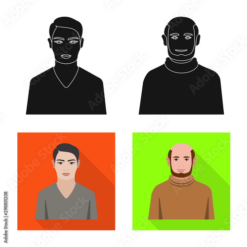 Vector design of hairstyle and profession logo. Collection of hairstyle and character vector icon for stock.