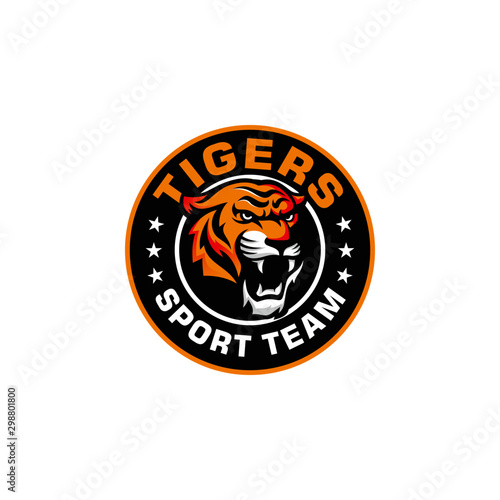 Roaring tiger logo design vector illustration