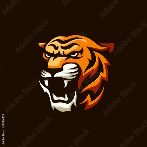 Roaring tiger logo design vector illustration