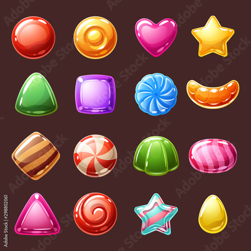 Colorful candies sweets icons vector illustration.