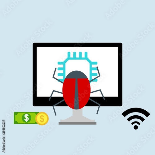 computer virus design with virus alert message, trojan ,virus , antivirus and firewall protection., vector illustration