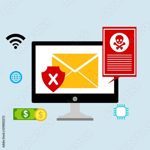 computer virus design with virus alert message, trojan ,virus , antivirus and firewall protection., vector illustration