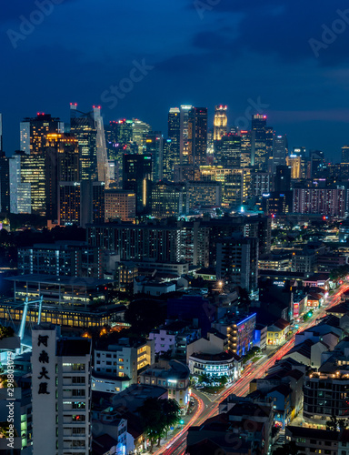 Vertical image of Singapore Cityscape at night