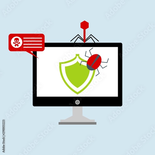 Ransomware malware wannacry risk symbol hacker cyber attack concept computer virus infection infographic. Vector online hacker risk illustration
