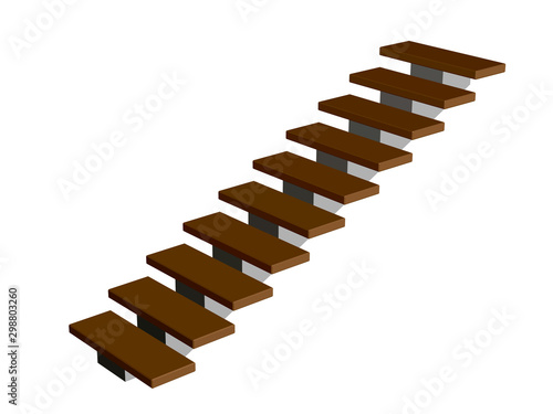 Stairway. Isolated on white background. 3d Vector illustration.