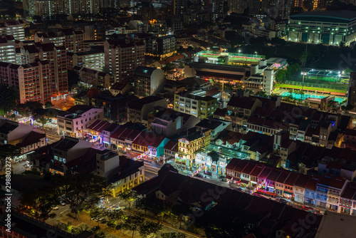 Cityscape of Little India district at night 