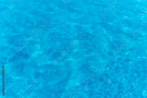 Blue water in swimming pool