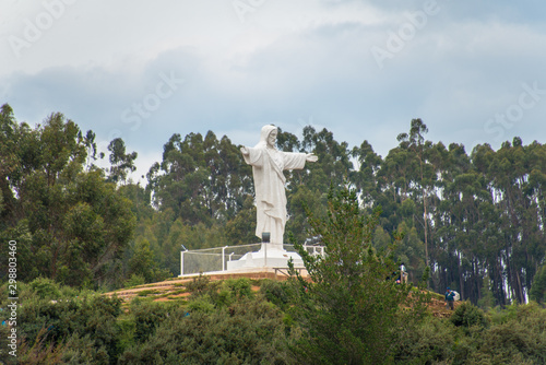 Panoramic view of Cristo Blanco Statue in Cusco
